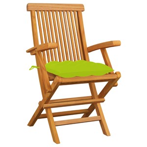 Maison exclusive - chaises de jardin avec coussins vert vif lot de 3 bois de tec
