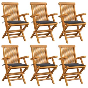 Maison exclusive - chaises de jardin avec coussins anthracite lot de 6 bois teck