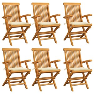Maison exclusive - chaises de jardin avec coussins crème lot de 6 bois teck mass