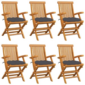 Maison exclusive - chaises de jardin avec coussins anthracite lot de 6 bois teck