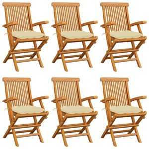 Maison exclusive - chaises de jardin et coussins blanc crème lot de 6 teck massi