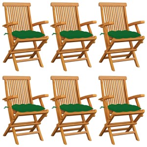 Maison exclusive - chaises de jardin avec coussins vert lot de 6 bois teck massi