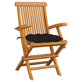 Maison exclusive - chaises de jardin avec coussins noir lot de 6 bois teck massi