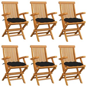 Maison exclusive - chaises de jardin avec coussins noir lot de 6 bois teck massi