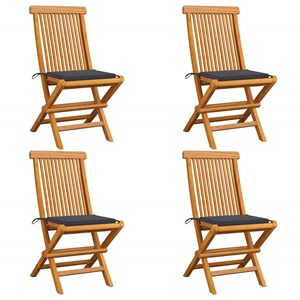 Maison exclusive - chaises de jardin et coussins anthracite lot de 4 bois de tec