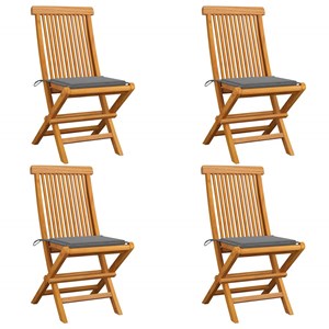 Maison exclusive - chaises de jardin et coussins gris lot de 4 bois de teck mass