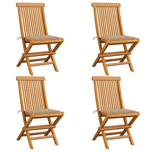 Maison exclusive - chaises de jardin et coussins beige lot de 4 bois teck massif