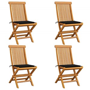 Maison exclusive - chaises de jardin et coussins noir lot de 4 bois de teck mass
