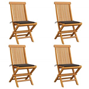 Maison exclusive - chaises de jardin et coussins taupe lot de 4 bois teck massif