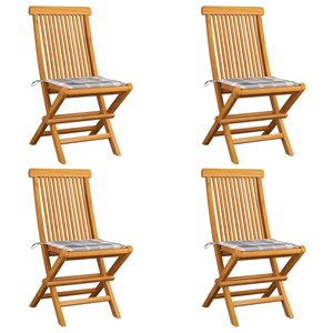 Maison exclusive - chaises de jardin coussins à carreaux gris lot de 4 teck mass