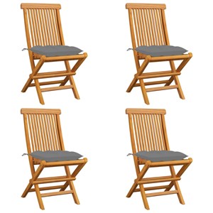 Maison exclusive - chaises de jardin et coussins gris lot de 4 bois de teck mass
