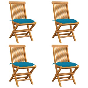 Maison exclusive - chaises de jardin avec coussins bleu clair lot de 4 teck mass