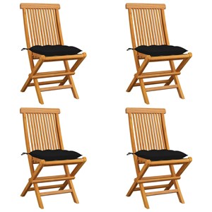 Maison exclusive - chaises de jardin et coussins noir lot de 4 bois de teck mass