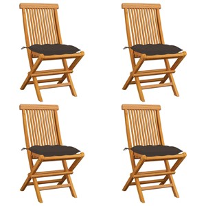 Maison exclusive - chaises de jardin et coussins taupe lot de 4 bois teck massif