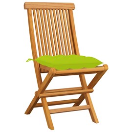 Maison exclusive - chaises de jardin avec coussins vert vif lot de 4 bois de tec