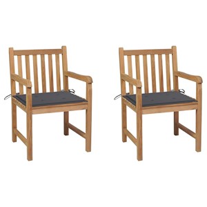 Maison exclusive - chaises de jardin lot de 2 et coussins anthracite bois de tec