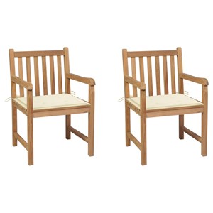 Maison exclusive - chaises de jardin lot de 2 et coussins crème bois teck massif