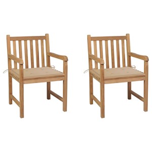 Maison exclusive - chaises de jardin lot de 2 et coussins beige bois teck massif