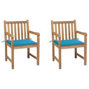 Maison exclusive - chaises de jardin lot de 2 et coussins bleu bois de teck mass