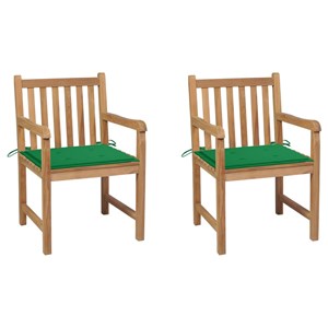 Maison exclusive - chaises de jardin lot de 2 et coussins vert bois de teck mass