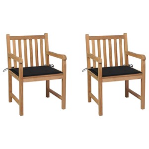 Maison exclusive - chaises de jardin lot de 2 et coussins noir bois de teck mass