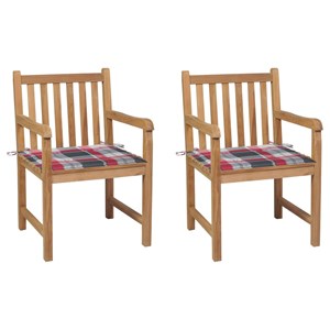 Maison exclusive - chaises de jardin lot de 2 avec coussins à carreaux rouges te