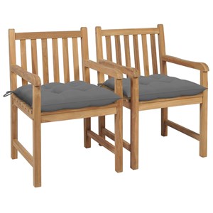 Maison exclusive - chaises de jardin lot de 2 et coussins gris bois de teck mass