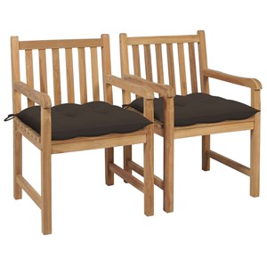 Maison exclusive - chaises de jardin lot de 2 et coussins taupe bois teck massif