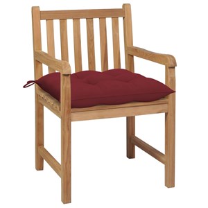 Maison exclusive - chaises de jardin lot de 2 avec coussins bordeaux teck massif