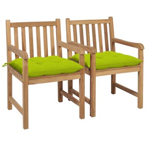 Maison exclusive - chaises de jardin lot de 2 avec coussins vert vif teck massif