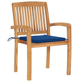 Maison exclusive - chaises de jardin lot de 2 avec coussins bleu royal teck mass