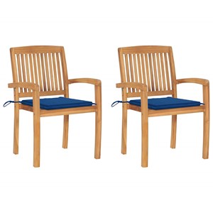 Maison exclusive - chaises de jardin lot de 2 avec coussins bleu royal teck mass