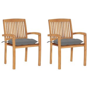 Maison exclusive - chaises de jardin lot de 2 et coussins gris bois de teck mass
