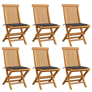 Maison exclusive - chaises de jardin et coussins anthracite lot de 6 bois de tec