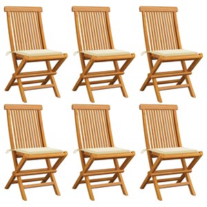 Maison exclusive - chaises de jardin et coussins crème lot de 6 bois teck massif