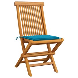 Maison exclusive - chaises de jardin et coussins bleu lot de 6 bois de teck mass