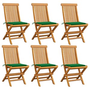 Maison exclusive - chaises de jardin et coussins vert lot de 6 bois de teck mass