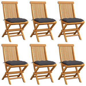 Maison exclusive - chaises de jardin et coussins anthracite lot de 6 bois de tec