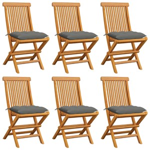 Maison exclusive - chaises de jardin et coussins gris lot de 6 bois de teck mass