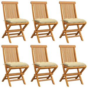 Maison exclusive - chaises de jardin et coussins blanc crème lot de 6 teck massi