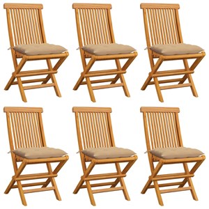 Maison exclusive - chaises de jardin et coussins beige lot de 6 bois teck massif