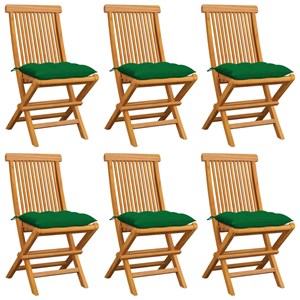Maison exclusive - chaises de jardin et coussins vert lot de 6 bois de teck mass
