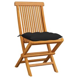 Maison exclusive - chaises de jardin et coussins noir lot de 6 bois de teck mass