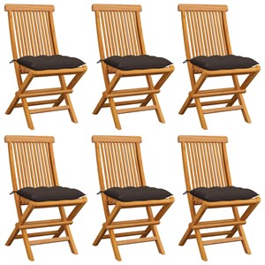 Maison exclusive - chaises de jardin et coussins taupe lot de 6 bois teck massif