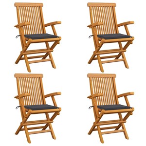 Maison exclusive - chaises de jardin et coussins anthracite lot de 4 bois de tec