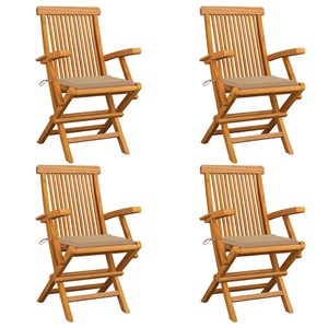 Maison exclusive - chaises de jardin et coussins beige lot de 4 bois teck massif