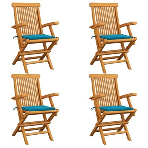 Maison exclusive - chaises de jardin et coussins bleu lot de 4 bois de teck mass