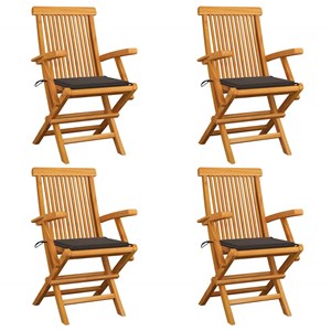 Maison exclusive - chaises de jardin et coussins taupe lot de 4 bois teck massif