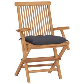 Maison exclusive - chaises de jardin et coussins anthracite lot de 4 bois de tec