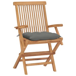Maison exclusive - chaises de jardin et coussins gris lot de 4 bois de teck mass
